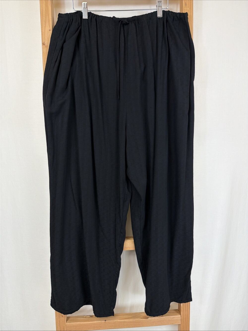 NWT Lyng Black Drawstring Elastic Waist Pockets Wide Leg Pants #1432 Size 3X